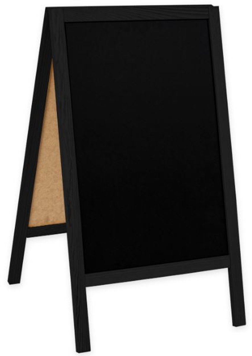 Stoepbord zwart (hout) - Model S - 90x51cm - Dubbelzijdig en afwasbaar