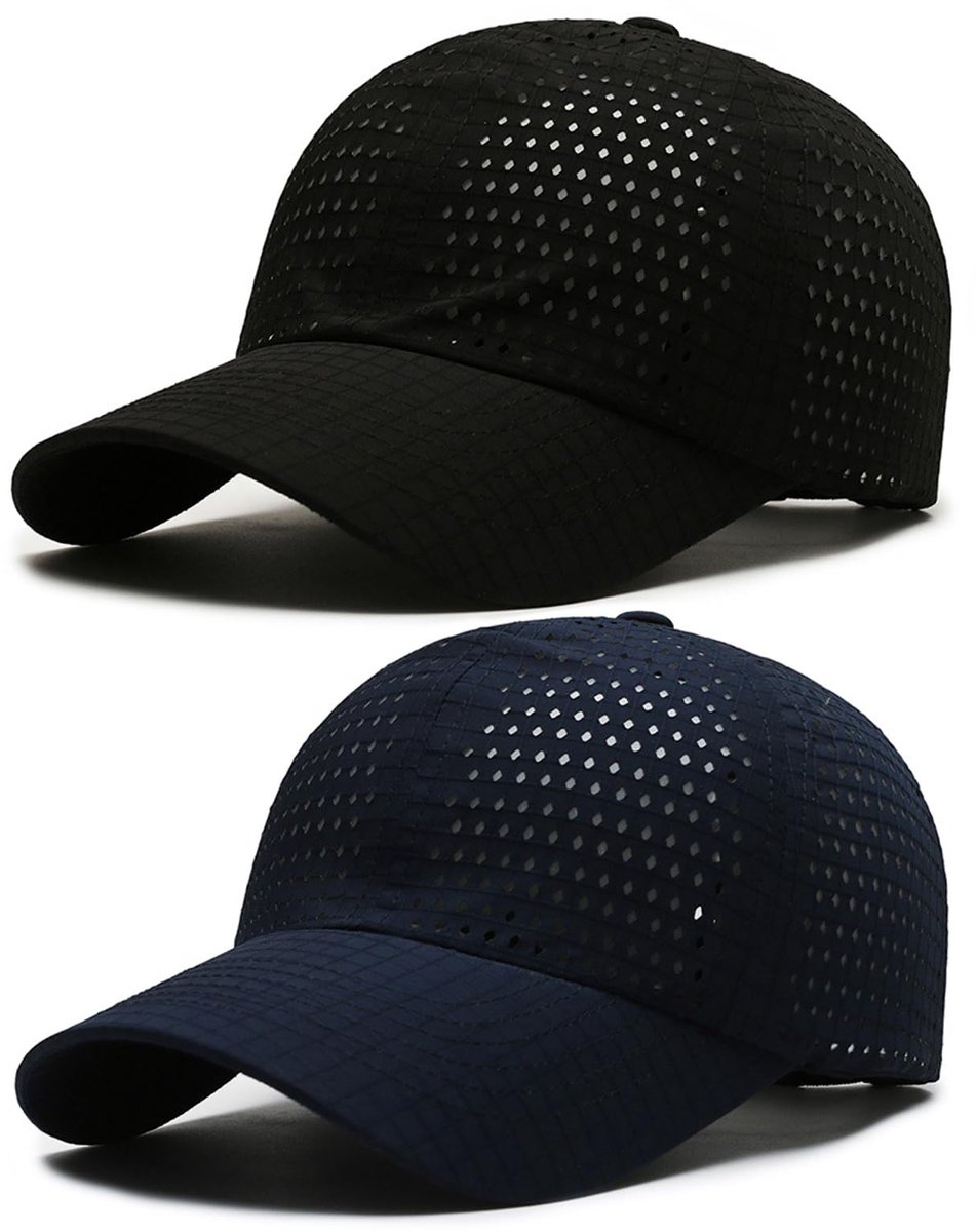 Kraftverdia® - petten - pet heren - honkbalpet - sportpetten - zonnehoed - Ademende hoed - Geschikt voor mannen en vrouwen - Zwart en blauw - 2STUKS - Unisex