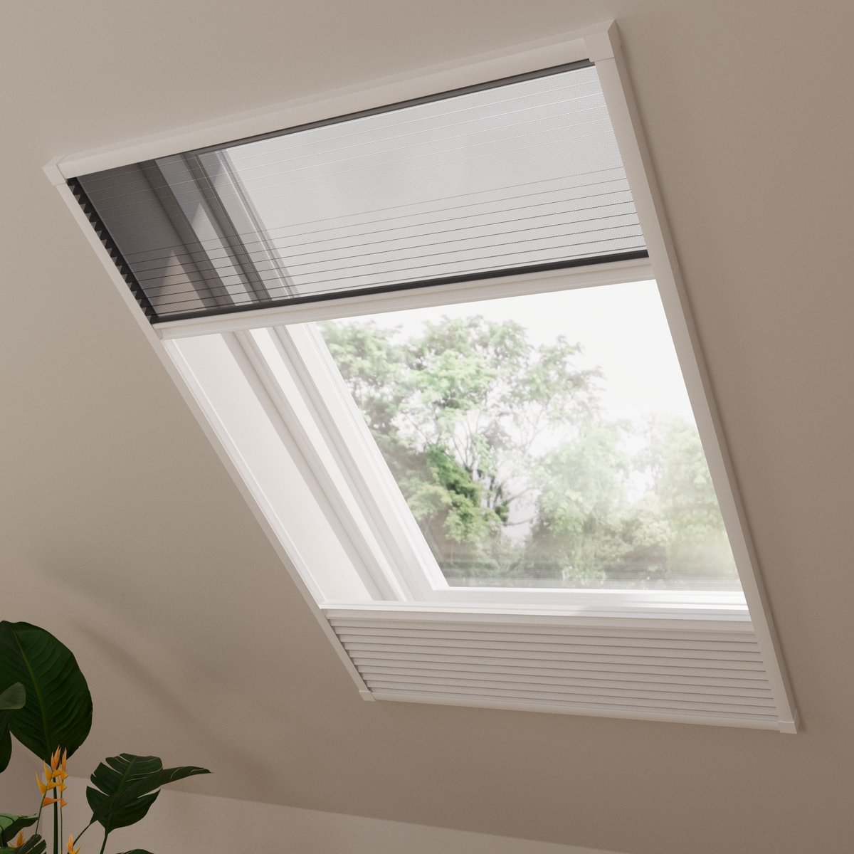 Dakraam hor plissegordijn Multi - Verduisterend - White - 80 x 120