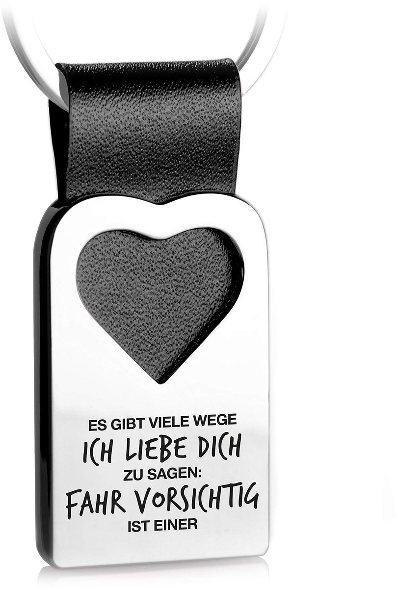 FABACH hart sleutelhanger met gravure van leer - Auto Rijd voorzichtig Geluksbrenger Hanger voor je favoriete persoon - Er zijn veel manieren om te zeggen dat je van hem houdt: Rijd voorzichtig is er één van