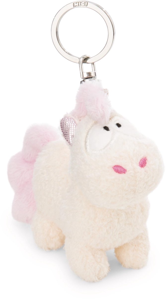 NICI Sleutelhanger Eenhoorn Crème Roze 10cm - Wit - Trouwe metgezel voor rugzak of tas, sleutelhanger voor klein en groot | 61901