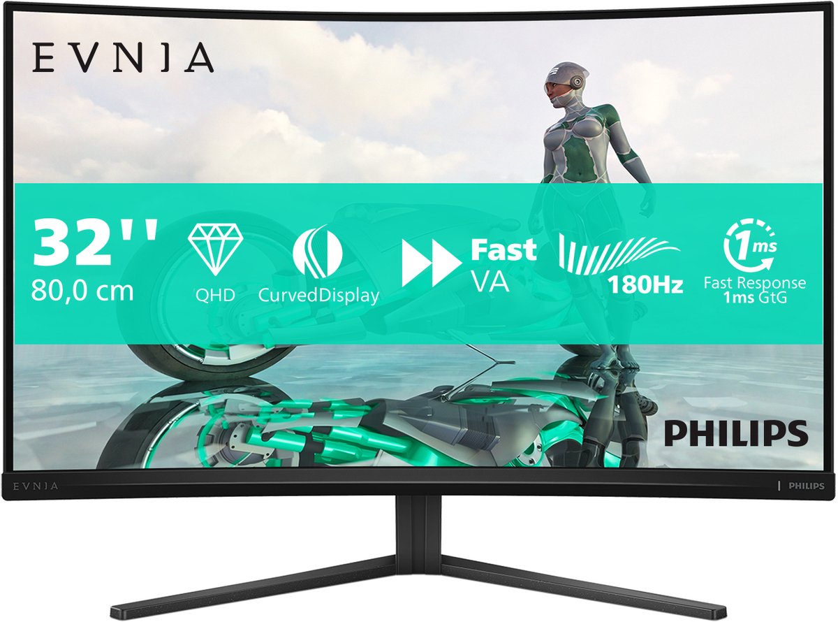 Philips Curved Fast VA 32M2C3500L/00 gaming monitor 2x HDMI, 1x DisplayPort, HDR10, 180 Hz