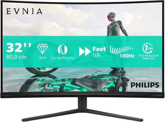 Philips Evnia 3000 series 32M2C3500L - Curved QHD Gaming Monitor - 180hz - 32 inch