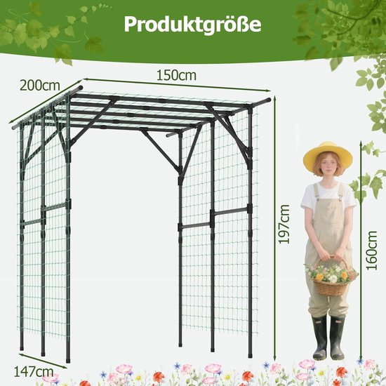 Zwarte tuinboog, steunboog voor klimplanten en bloemen