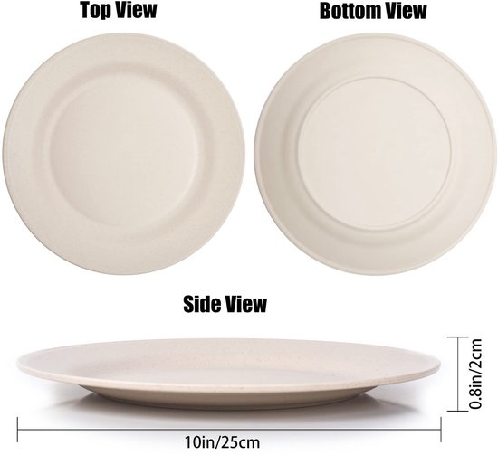Ibenzoa® Borden Set van 6 Stuks, Grote Platte Herbruikbare Eetborden, Onbreekbaar en BPA-vrij Kunststof — afbeelding 2