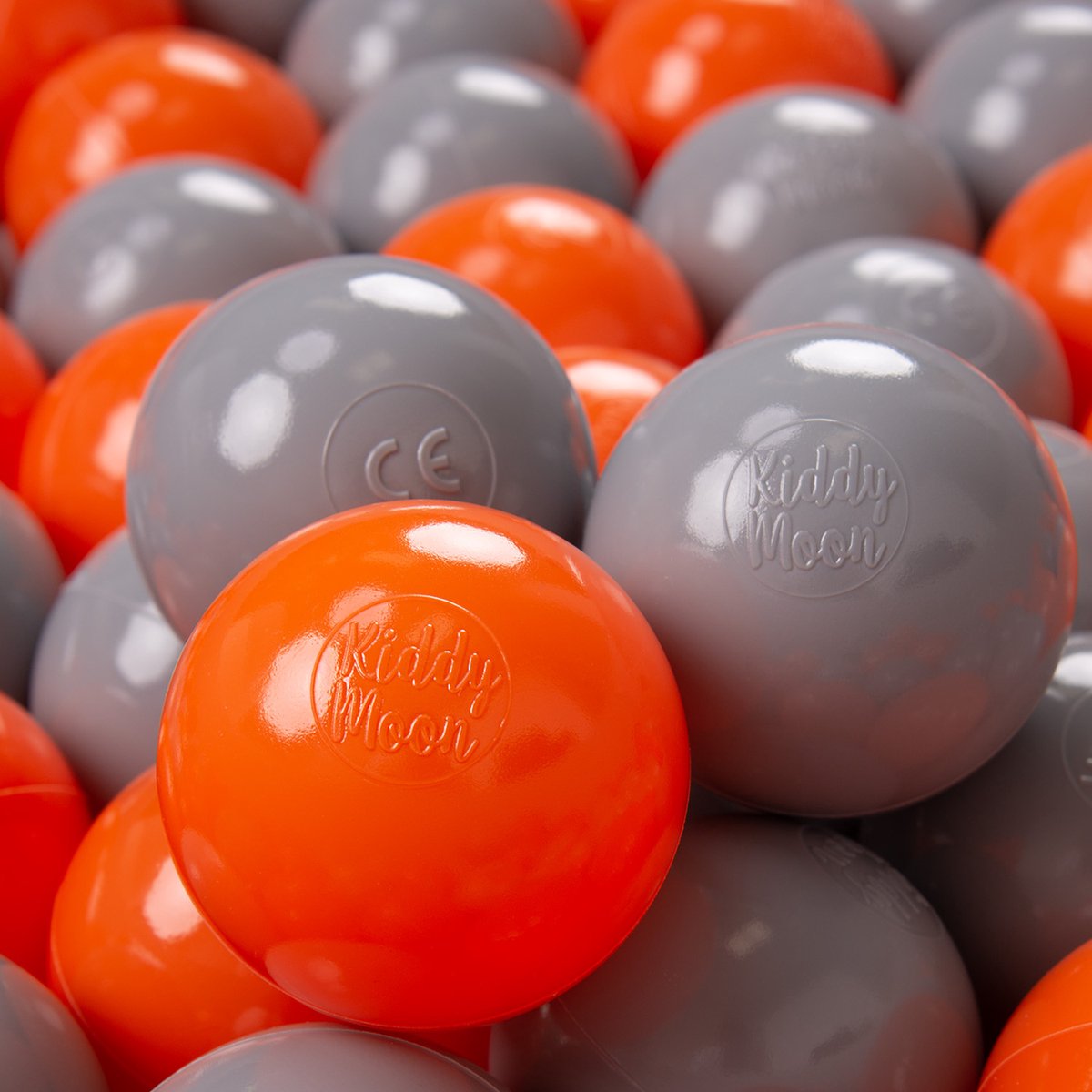 KiddyMoon 50 ∅ 7cm kinderballen speelballen voor ballenbad baby plastic ballen made in eu, oranje/grijs