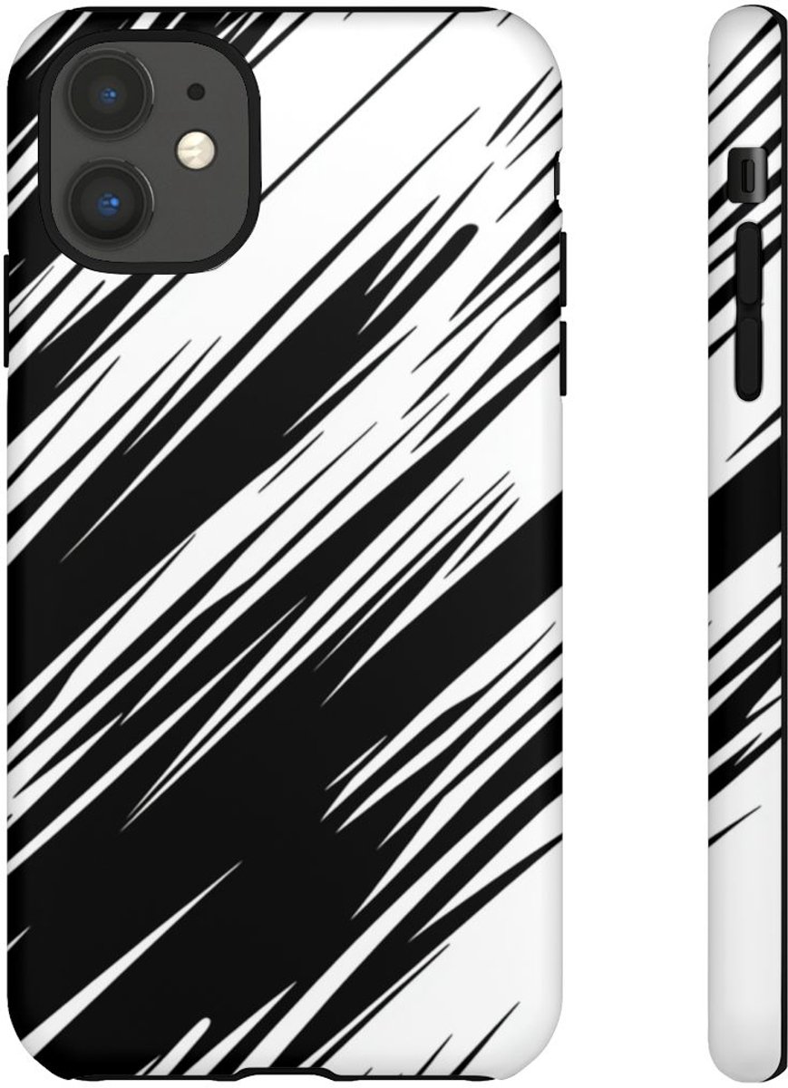 Zwart-Wit Snelheidslijnenpatroon – Telefoonhoesje Geschikt voor iPhone 11