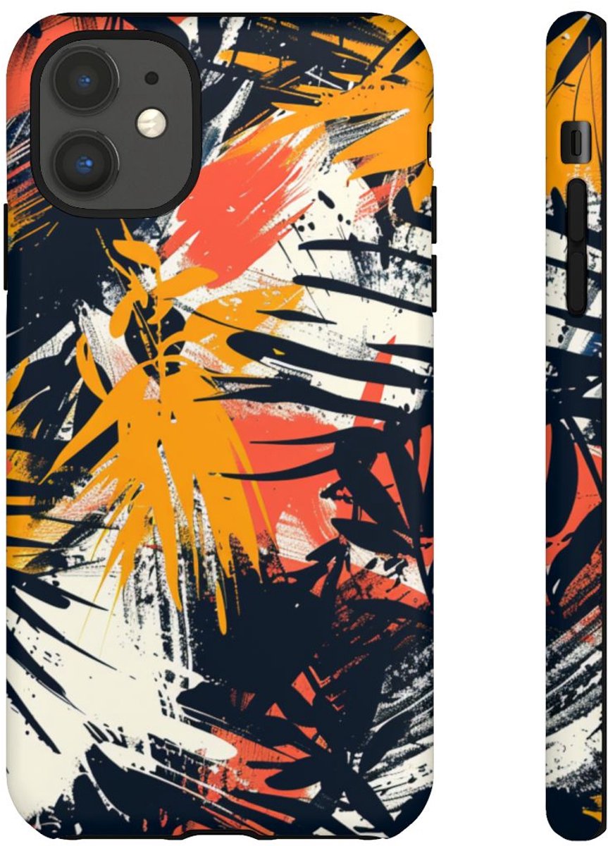 Abstracte Tropische Penseelstreken – Telefoonhoesje Geschikt voor iPhone 11