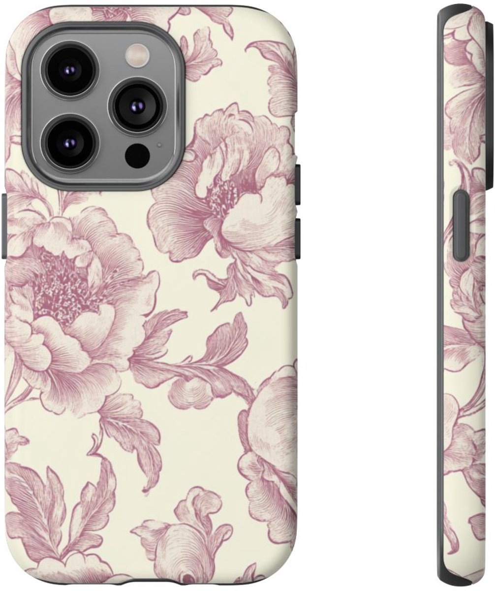 Elegante Victoriaanse Bloemenprint – Telefoonhoesje Geschikt voor iPhone 14 Pro