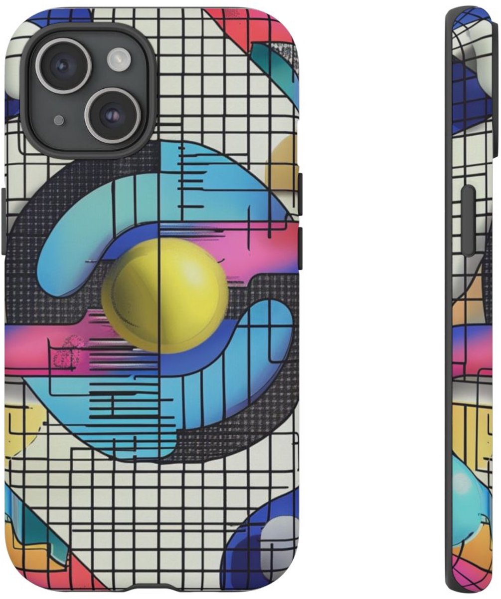 Kleurrijk Geometrisch Abstract Patroon – Telefoonhoesje Geschikt voor iPhone 15