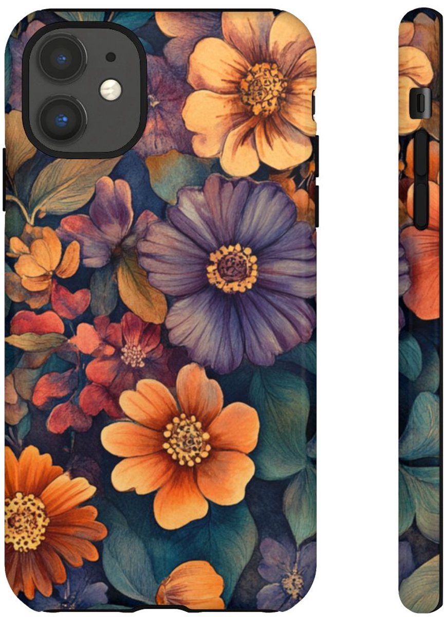 Levendig Aquarel Bloemenpatroon – Telefoonhoesje Geschikt voor iPhone 11