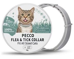 Pecco Natuurlijk vlooien & tekenband voor katten – Katten vlooienband 8 maanden werkzaam - Verstelbaar tot 38 cm