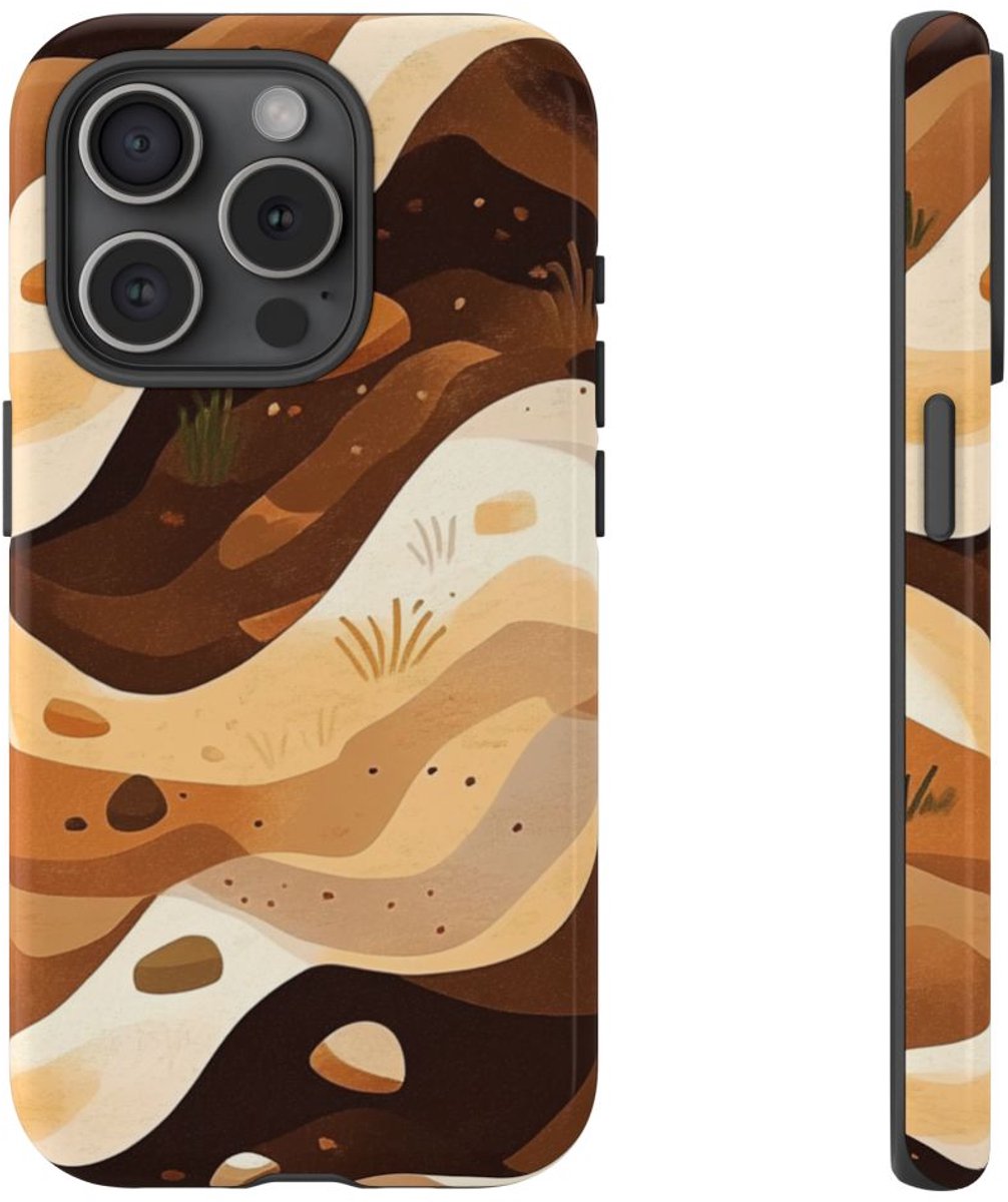 Aardse Bodemlagen Patroon – Telefoonhoesje Geschikt voor iPhone 15 Pro