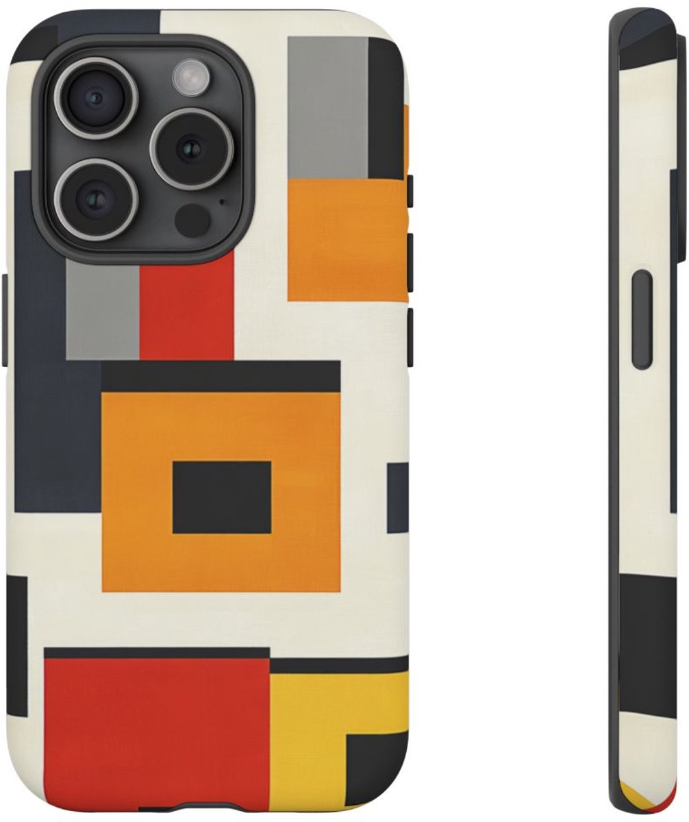 Geometrisch Abstracte Kleurenblokken – Telefoonhoesje Geschikt voor iPhone 15 Pro