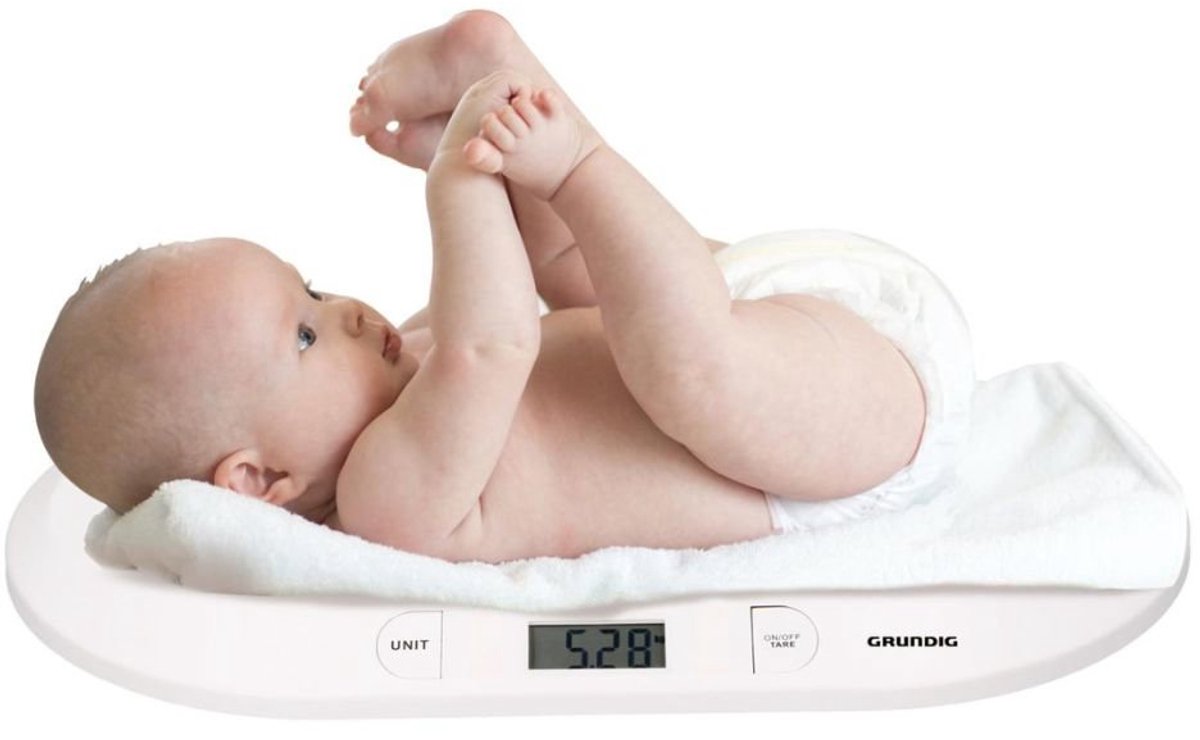 Grundig Digitale Babyweegschaal – Nauwkeurige Baby Weegschaal tot 20 kg – Ook Geschikt als Dierenweegschaal – Met Lcd-Scherm, Automatische Uitschakeling en Eenheidskeuze