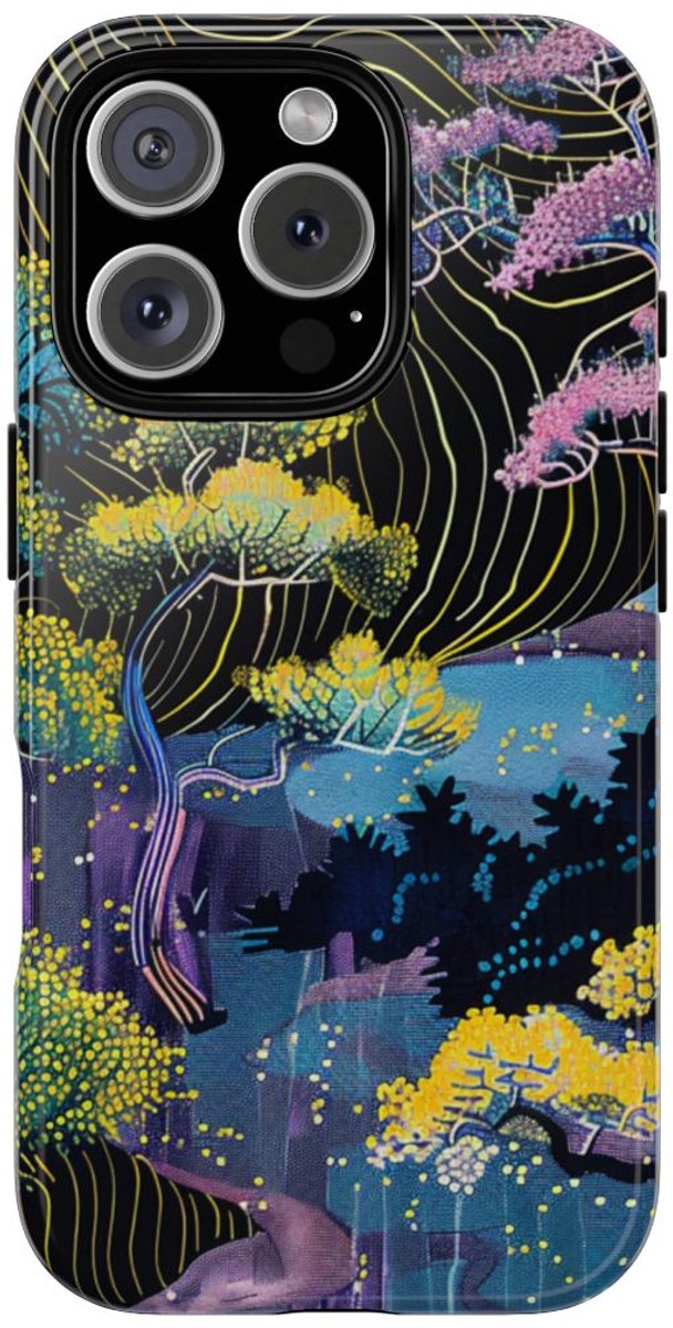 Kleurrijk Abstract Boomlandschap – Telefoonhoesje Geschikt voor iPhone 16 Pro