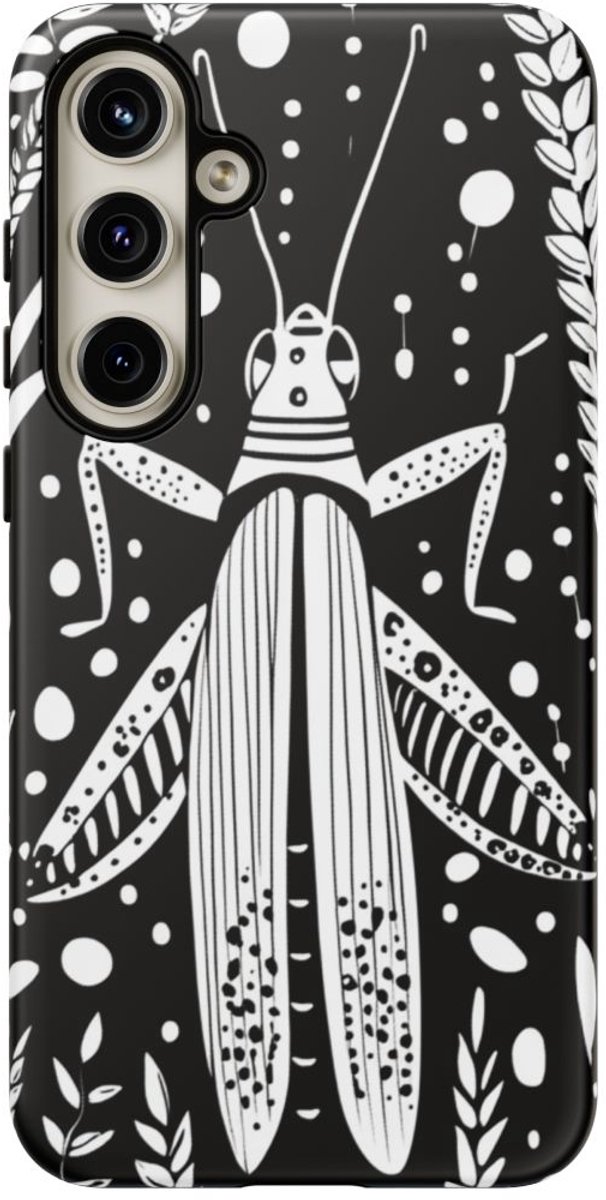 Zwart-Wit Sprinkhaanpatroon – Telefoonhoesje Geschikt voor Galaxy S24 Plus