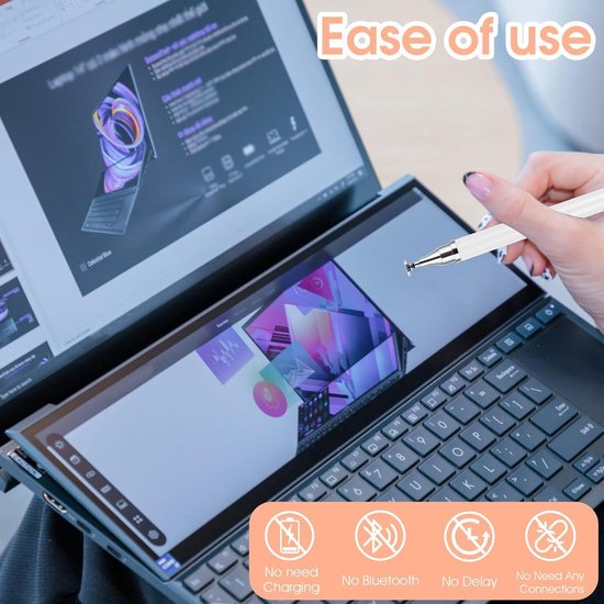 Styluspen voor Tablets - 3 Stuks Touchpen Tabletstift - 2-in-1 Styluspen - Compatibel met Alle Touchscreens en Mobiele Telefoons — afbeelding 3