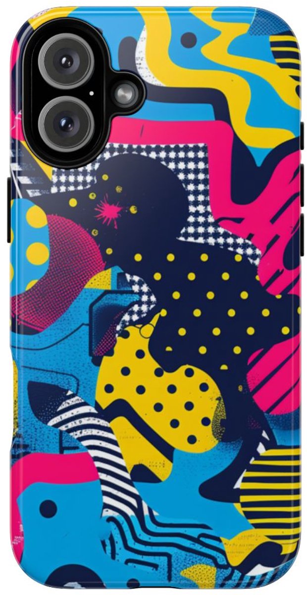 Vrolijk Abstract Geometrisch Patroon – Telefoonhoesje Geschikt voor iPhone 16 Plus