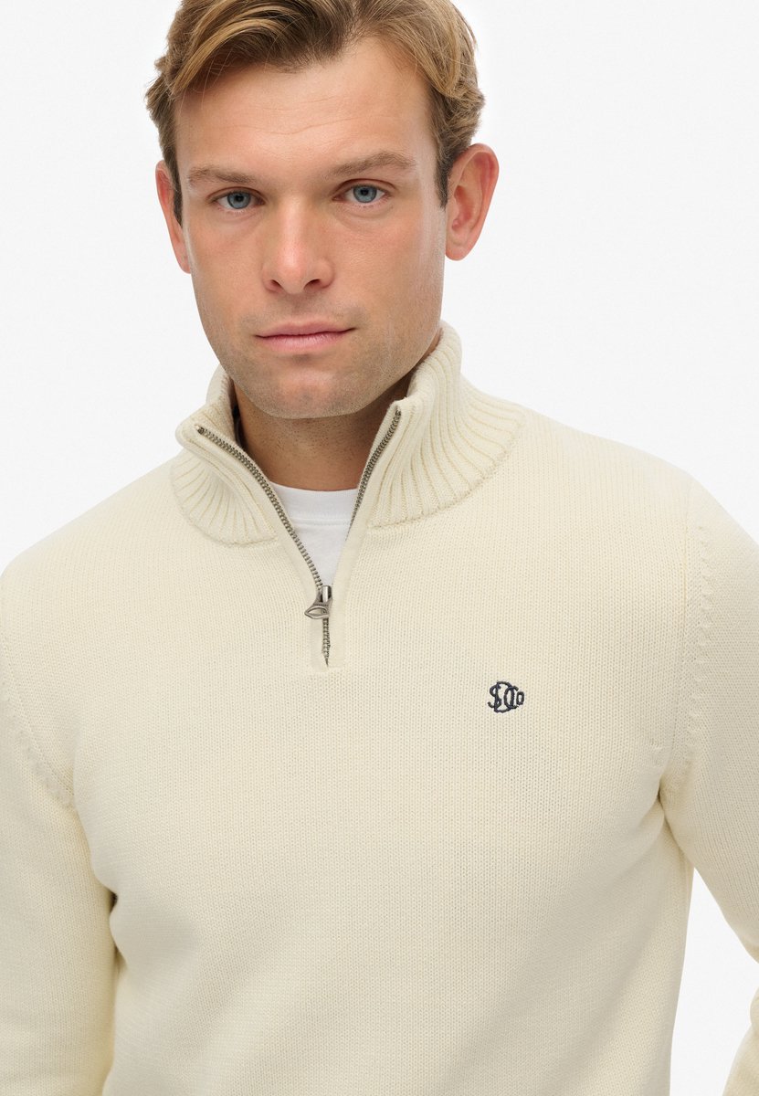 Superdry Cotton Knit Henley Trui Heren 3XL Beige