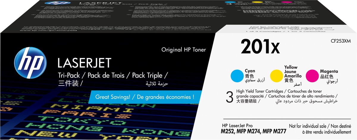 HP 201X Toner cartridge / Geel / Magenta / Cyan / Tri-pack