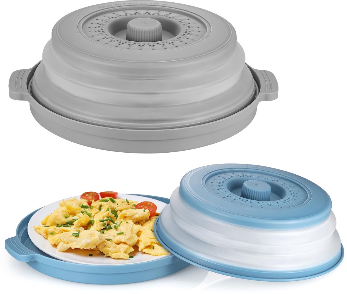 Opvouwbare Magnetron Afdekplaat - Met Stoomgaten, Spatbescherming & Filterfunctie - BPA-vrij - 2 Stuks - Ø 26,8 cm