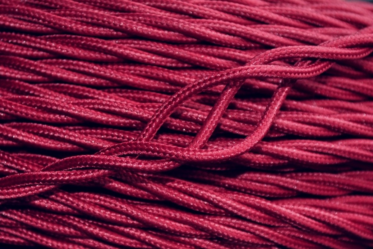 Textielstroomkabel getwist 3x0,75mm² bordeaux