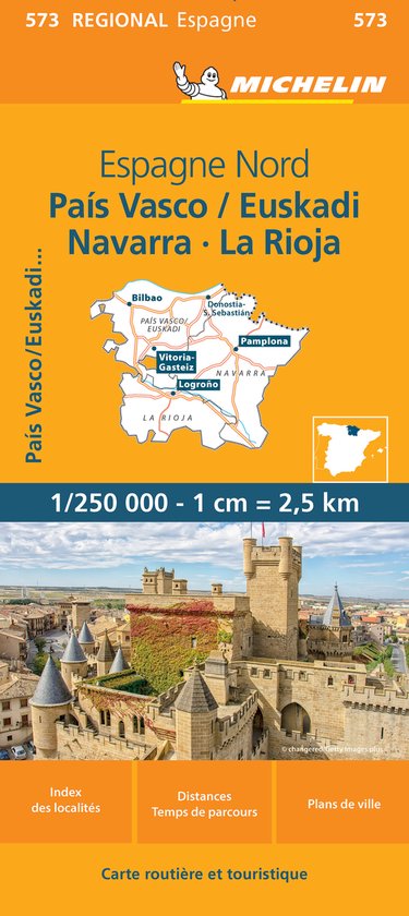 Regionale kaarten Michelin - Michelin Wegenkaart 573 Spanje Noord - Baskenland/Euskadi, Navarra