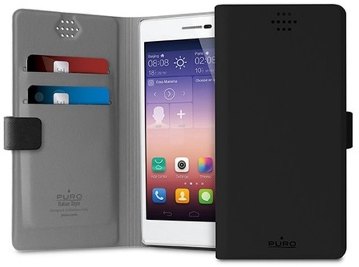 PURO UNIWALLET1BLKL mobiele telefoon behuizingen Portemonneehouder Zwart