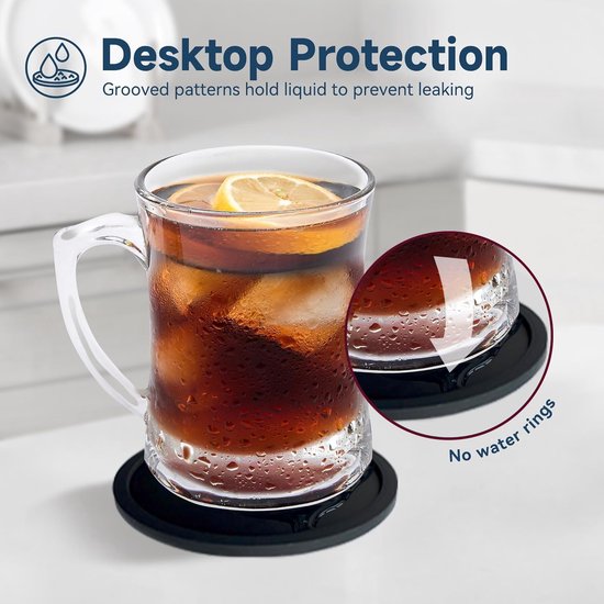 Oruola 4 stuks bekermatten onderzettersets, siliconen onderzetters voor drankjes, ronde siliconen rubberen mok onderzetters set van 4, antislip onderzetters voor koffie, bier, wijnglas, thuis en bar