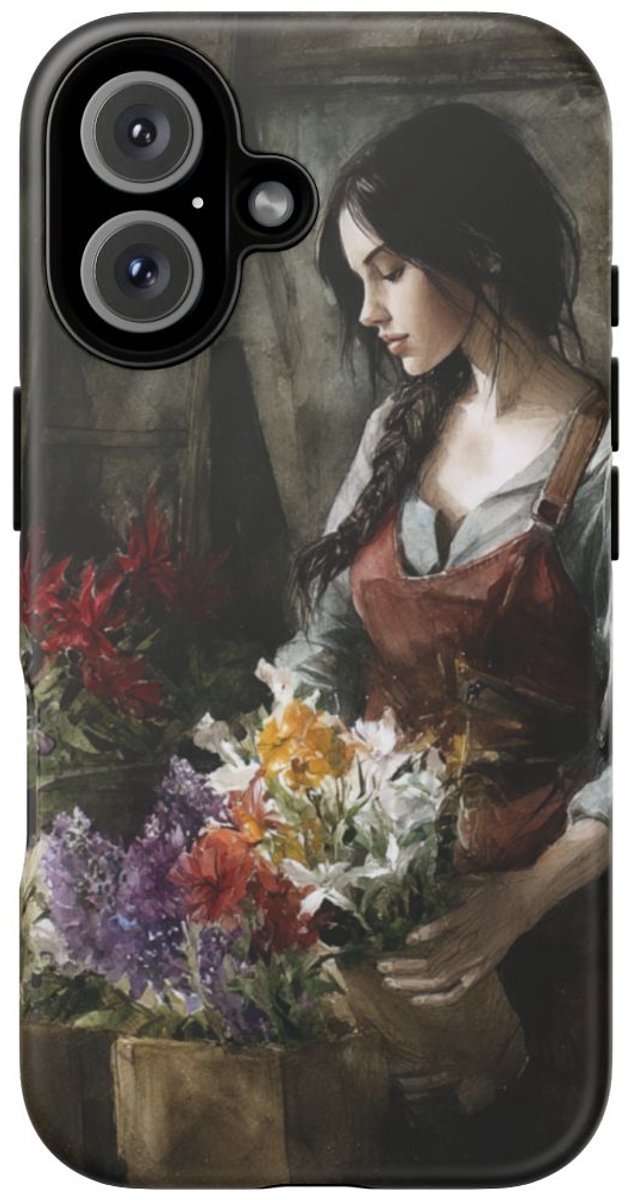 Vrouw Schikt Bloemen Kunst – Telefoonhoesje Geschikt voor iPhone 16