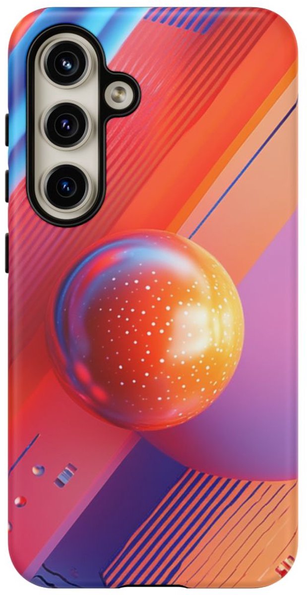 Abstracte Geometrische Bollen en Strepen – Telefoonhoesje Geschikt voor Galaxy S24