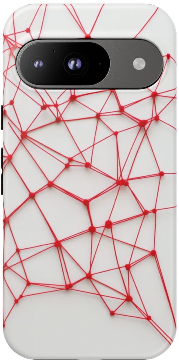 Rood Draadnetwerk op Witte Achtergrond – Telefoonhoesje Geschikt voor Pixel 9