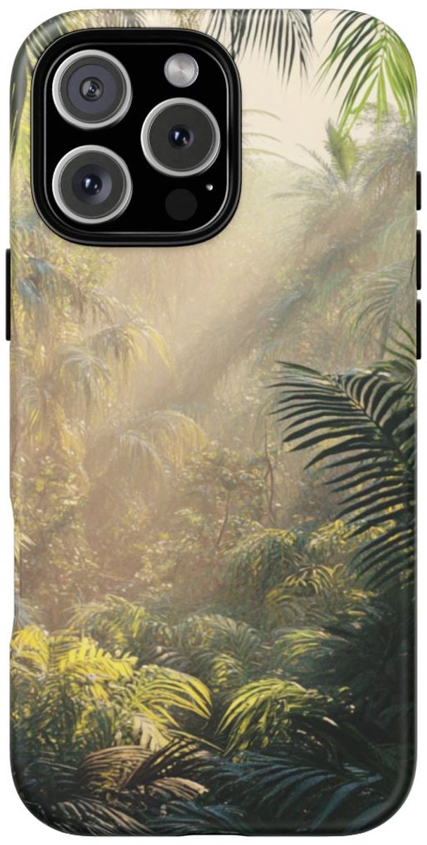 Tropisch Woud met Zonnestalen – Telefoonhoesje Geschikt voor iPhone 16 Pro Max