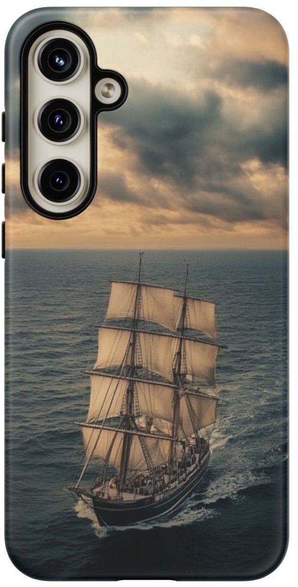 Zeilschip bij Zonsondergang – Telefoonhoesje Geschikt voor Galaxy S24 Plus
