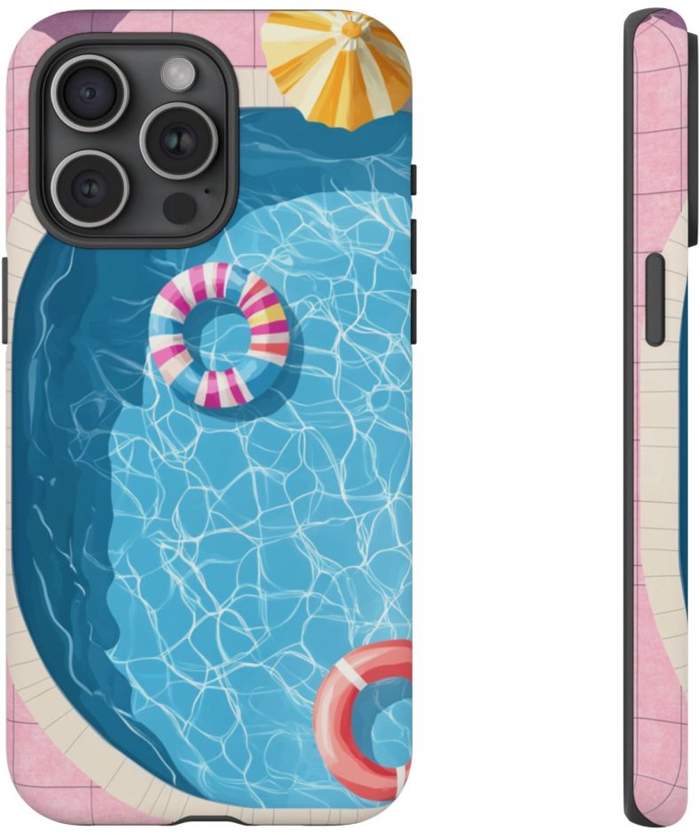 Zomerse Zwembadscène van Bovenaf – Telefoonhoesje Geschikt voor iPhone 15 Pro Max