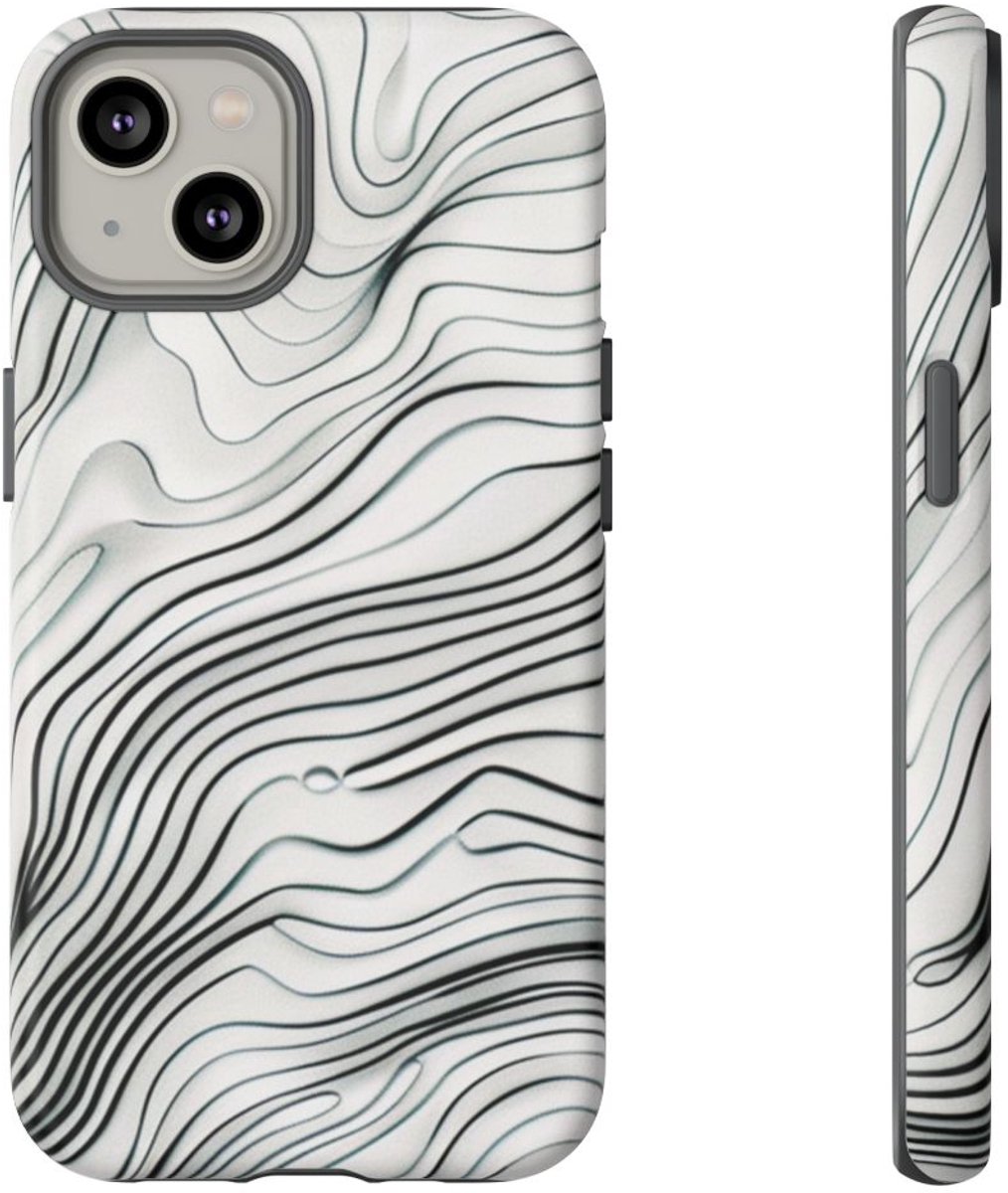 Minimalistische Topografische Lijnen – Telefoonhoesje Geschikt voor iPhone 14