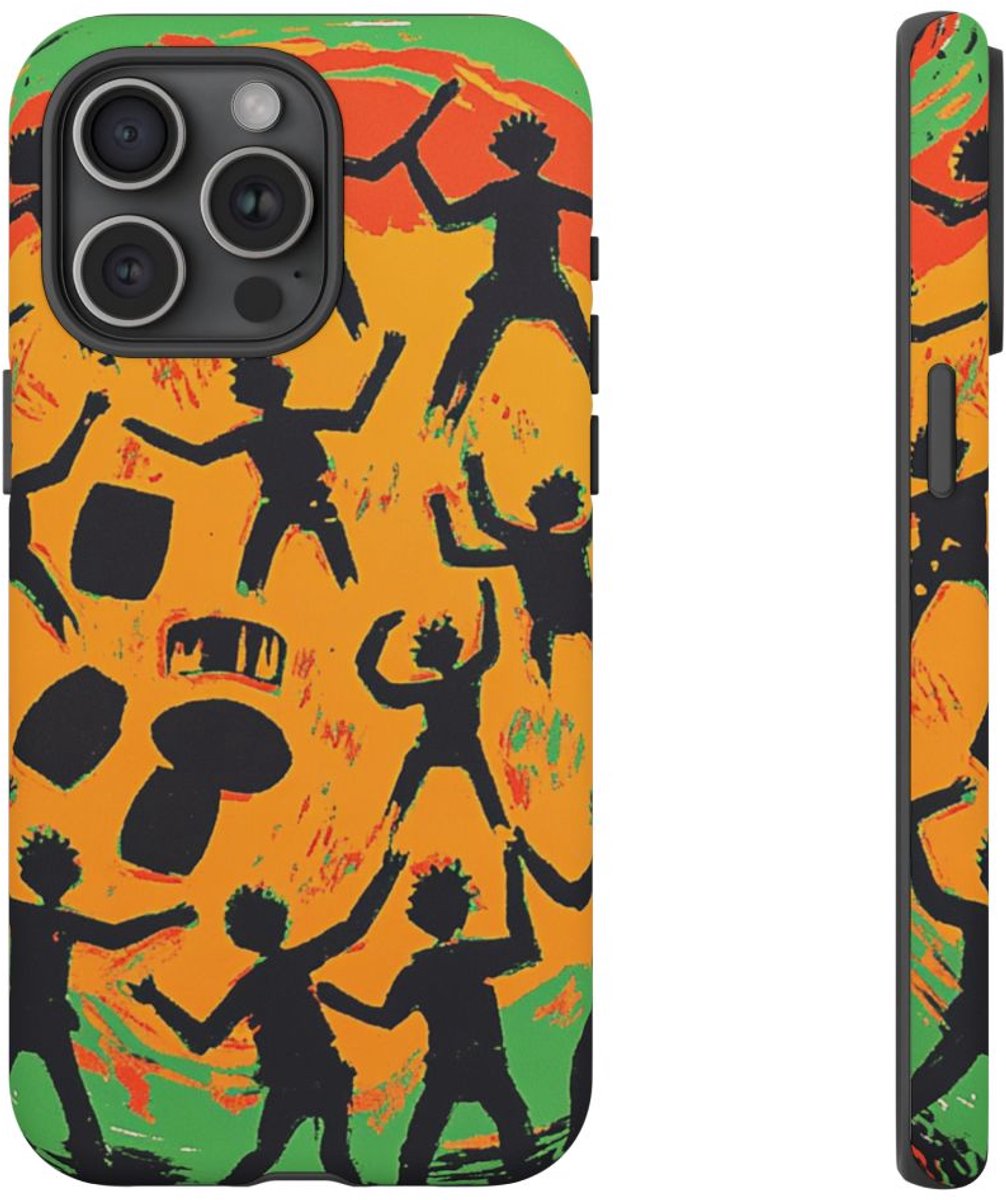Abstracte Stamdans en Muziekcirkel – Telefoonhoesje Geschikt voor iPhone 15 Pro Max