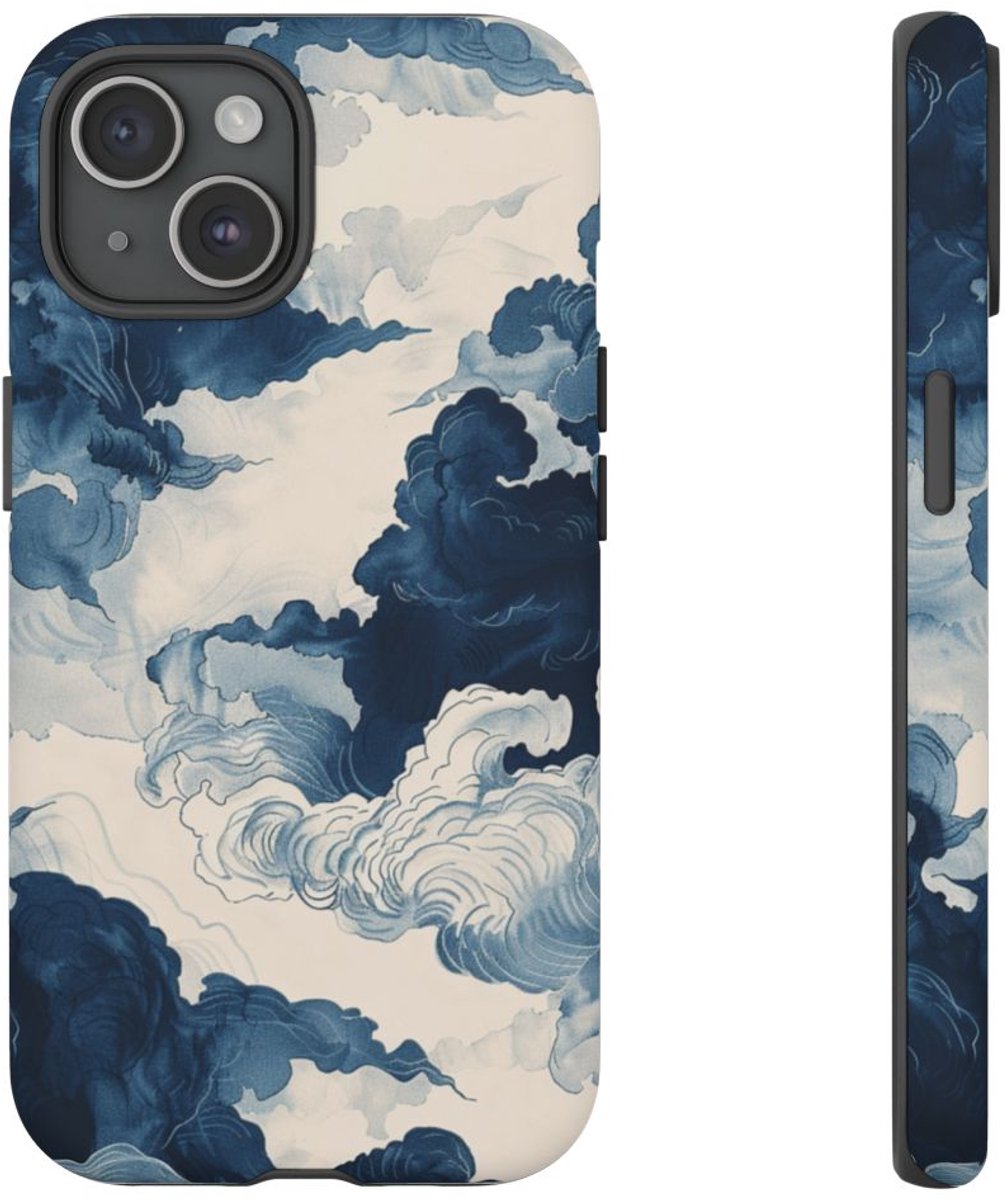 Wolken en Lucht in Inkttekening – Telefoonhoesje Geschikt voor iPhone 15