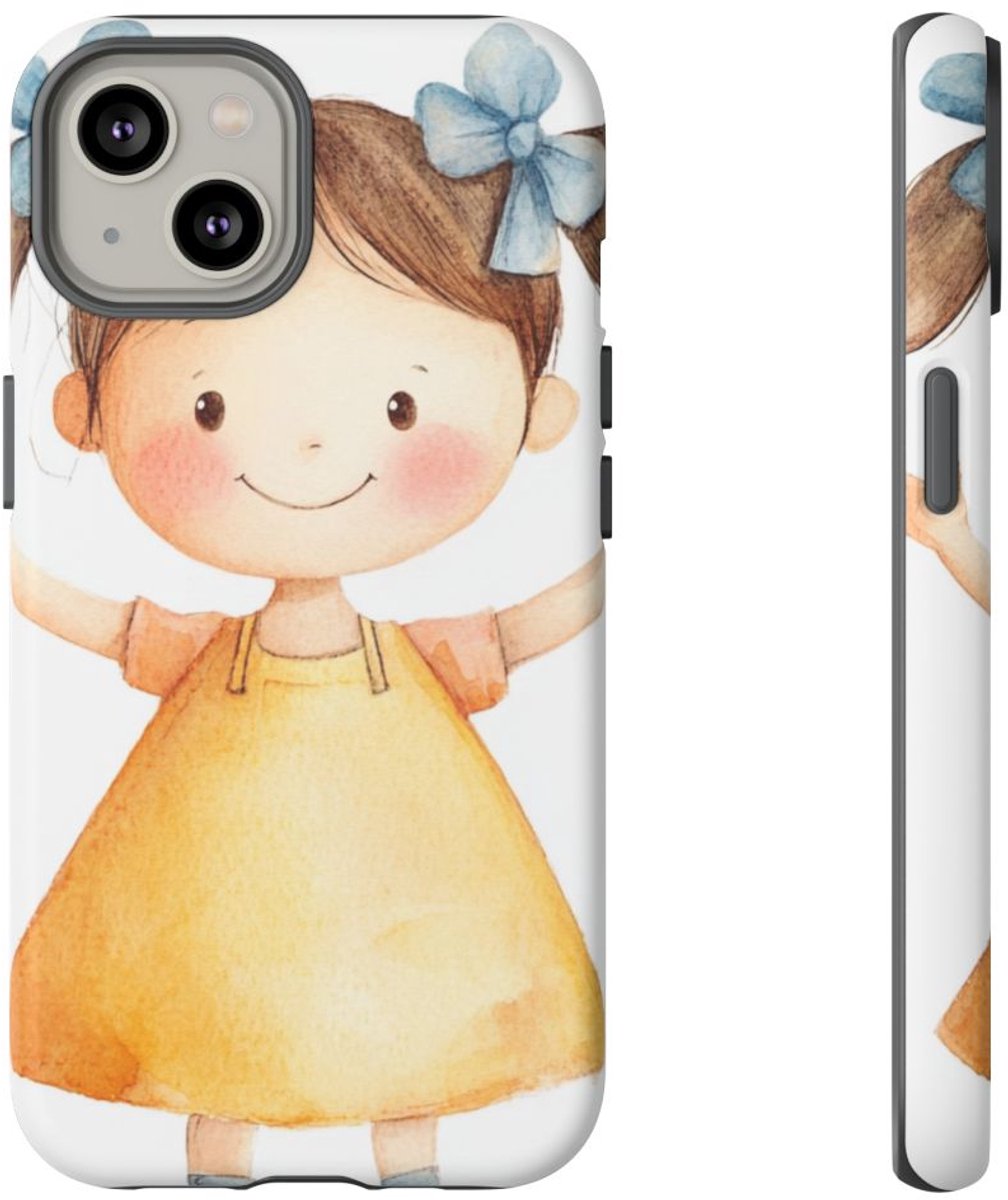 Aquarel Illustratie van Lachend Meisje – Telefoonhoesje Geschikt voor iPhone 14