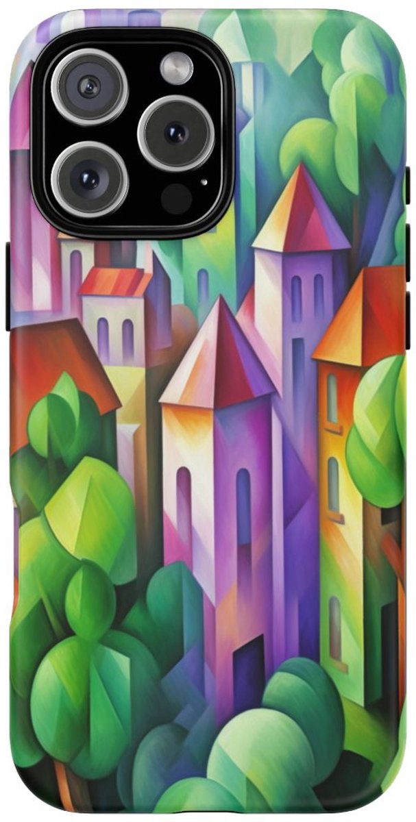Kleurrijk Abstract Stadsgezicht – Telefoonhoesje Geschikt voor iPhone 16 Pro Max