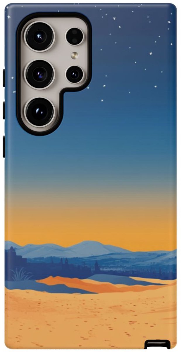 Sereen Woestijnlandschap met Maan – Telefoonhoesje Geschikt voor Galaxy S24 Ultra