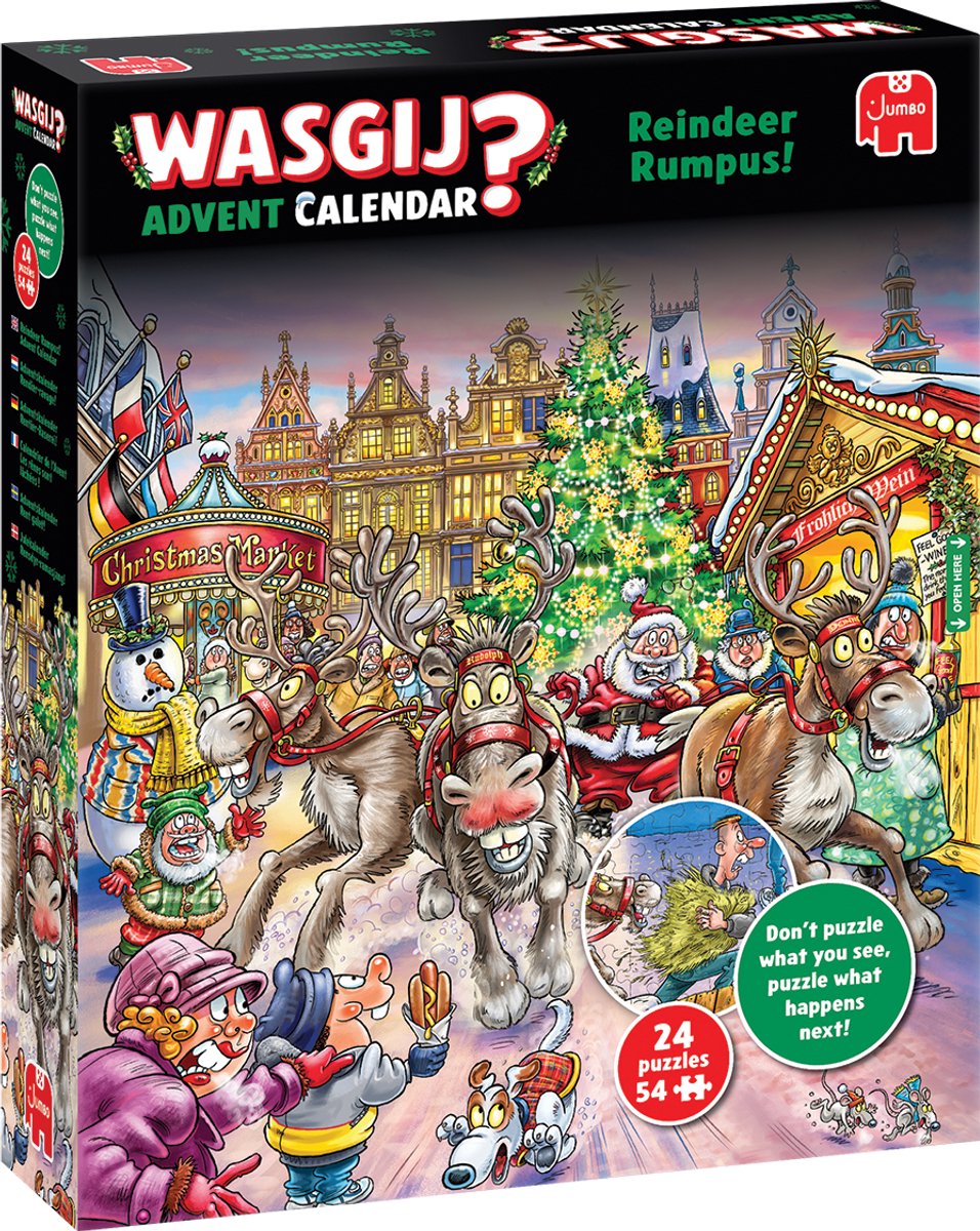 Wasgij Kerstmis Adventskalender - Rendier-ravage! - 24 puzzels met 54 stukjes - Aftelkalender - Advent Calender — afbeelding 2