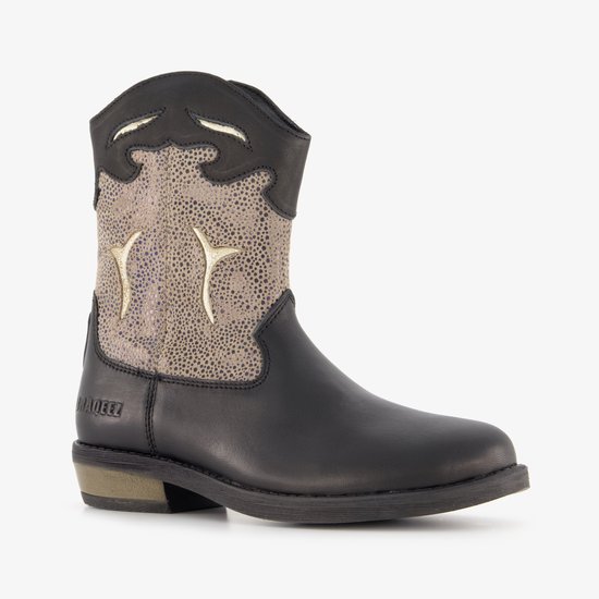 Bottes western en cuir Braqeez pour fille, style cowboy, noires - Pointure 31 - Semelle amovible