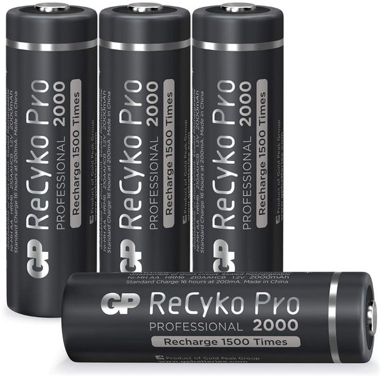 GP Batteries ReCyko Pro, Batterie rechargeable, AA, Hybrides nickel-métal (NiMH), 1,2 V, 4 pièce(s), 2000 mAh