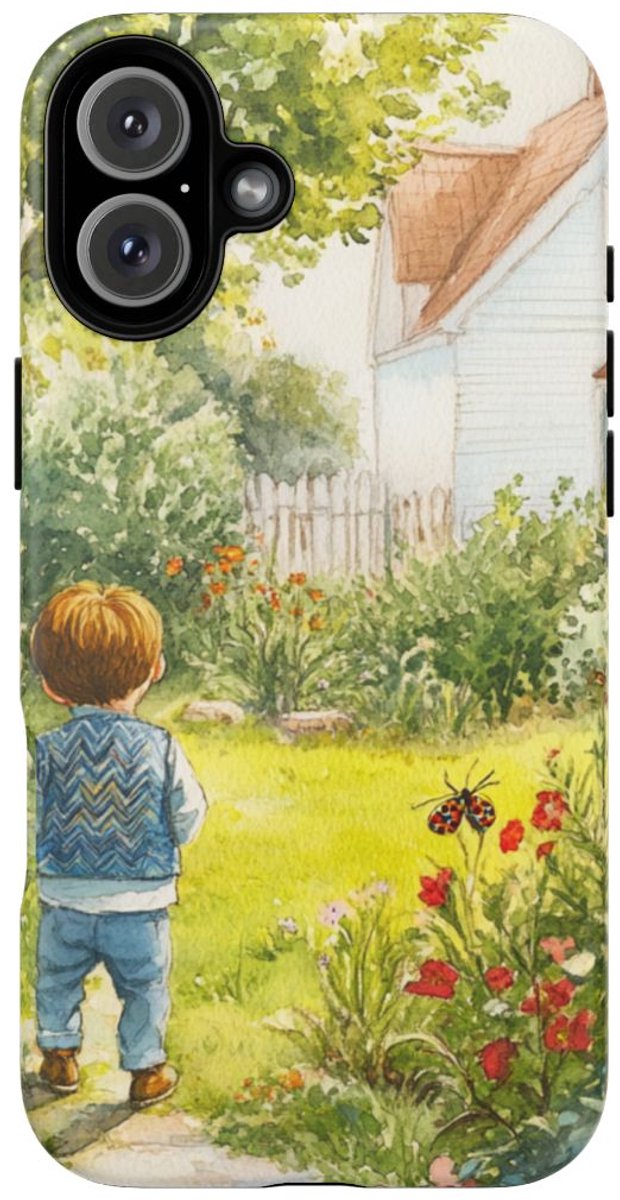 Kind in Waterverftuin – Telefoonhoesje Geschikt voor iPhone 16 Plus