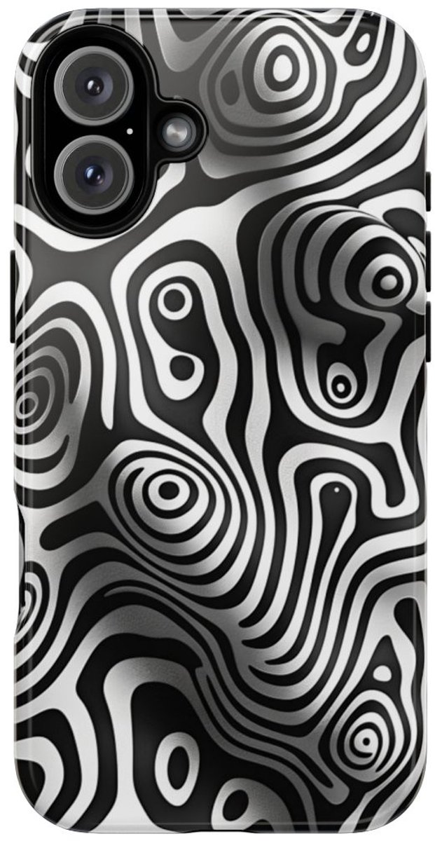 Zwart-Wit Abstract Lijnenspel – Telefoonhoesje Geschikt voor iPhone 16 Plus