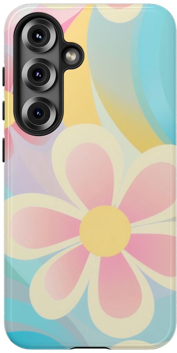 Pastel Groovy Bloemenpatroon – Telefoonhoesje Geschikt voor Samsung Galaxy S25