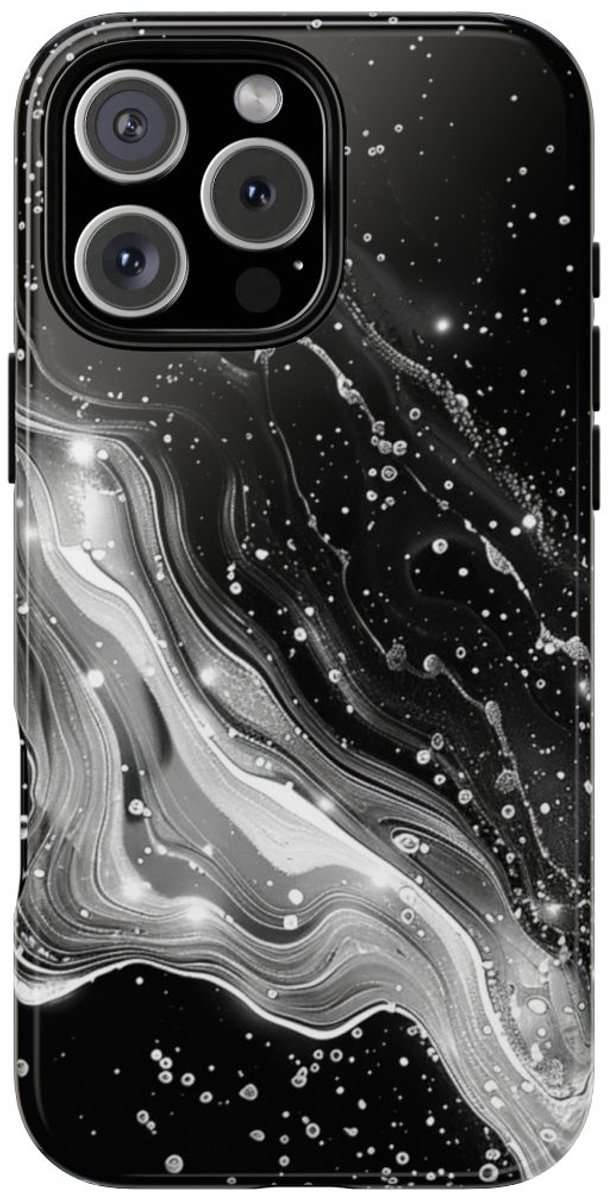 Zwart-Wit Abstracte Galaxie – Telefoonhoesje Geschikt voor iPhone 16 Pro Max