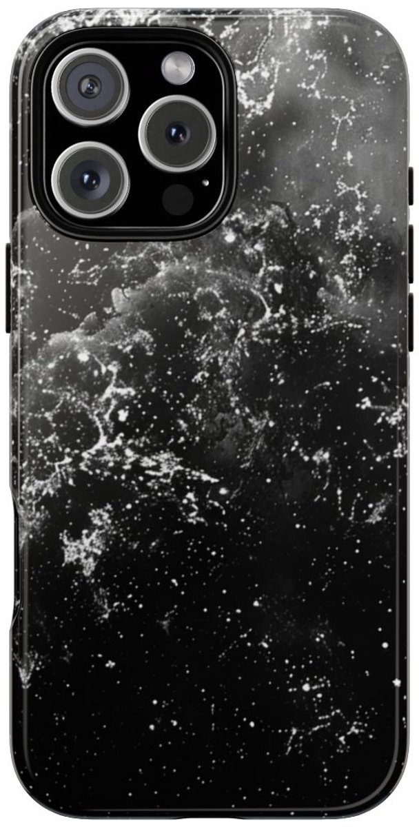 Zwart-Witte Galaxie Textuur – Telefoonhoesje Geschikt voor iPhone 16 Pro Max